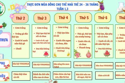 THỰC ĐƠN MÙA ĐÔNG CHO TRẺ  – TRƯỜNG MN SAO VÀNG